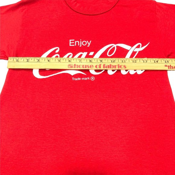 VTG Single Stitch Signal Sportswear Coca-Cola Red USA Made Script T-Shirt Small - Picture 5 of 10